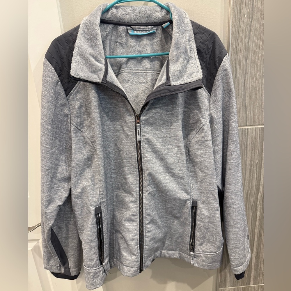 Free Country Women’s Fleece Lined Jacket XXL Gray Softshell Zip Coat